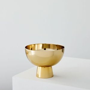 West Elm Foundation Brass Vase Small Footed Bowl